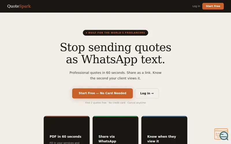 Screenshot of QuoteSpark 