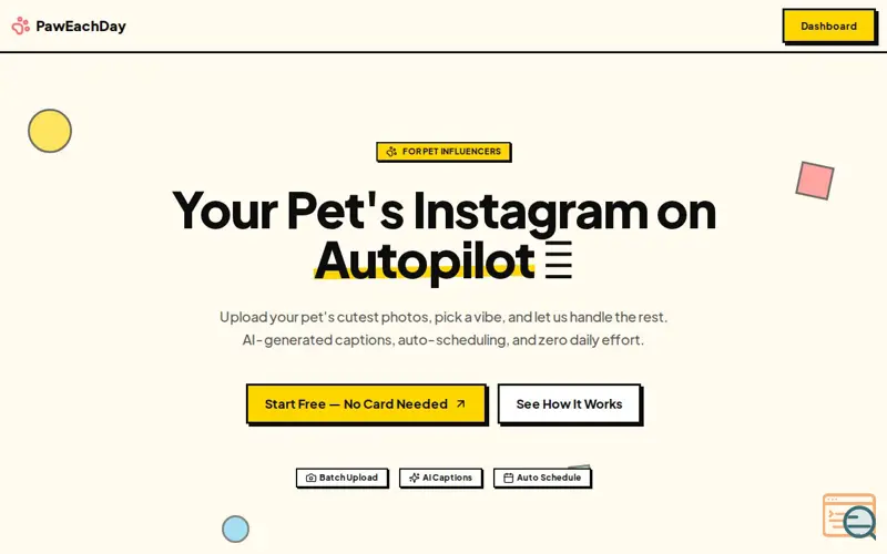 Screenshot of PawEachDay — Pet Instagram on Autopilot
