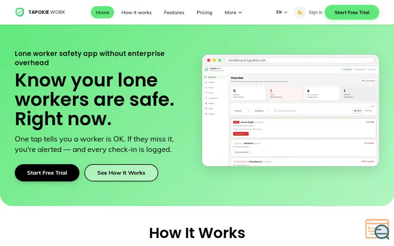 Screenshot of TapOkie Work