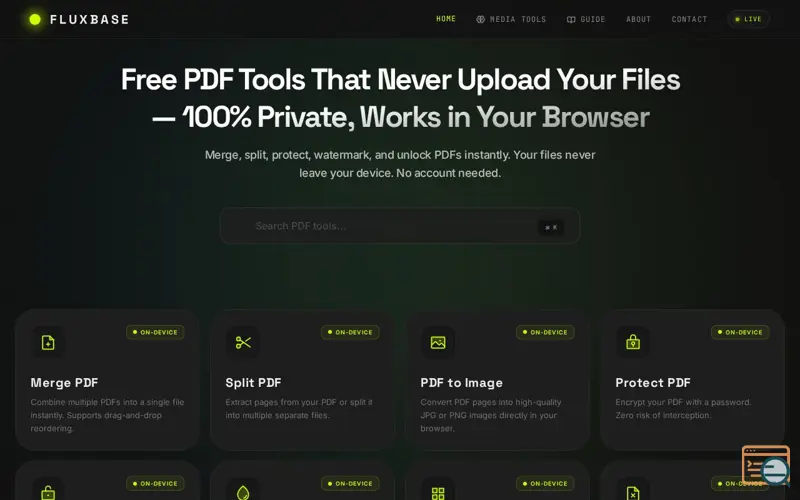 Screenshot of Fluxbase