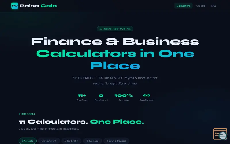 Screenshot of PaisaCalc