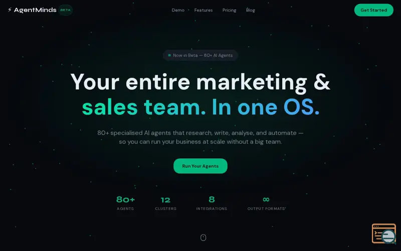 Screenshot of Marketing & Sales: AgentMinds