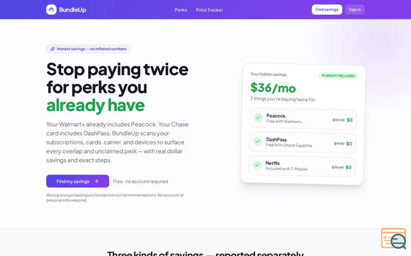 Screenshot of BundleUp