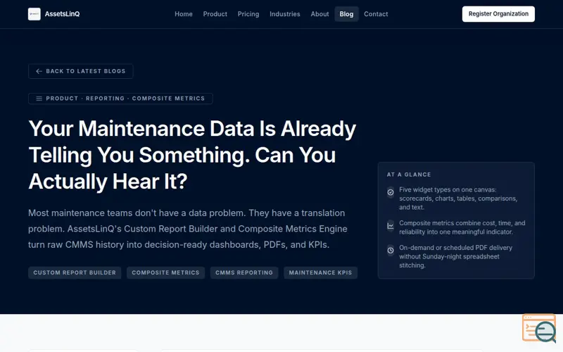 Screenshot of AssetsLinQ