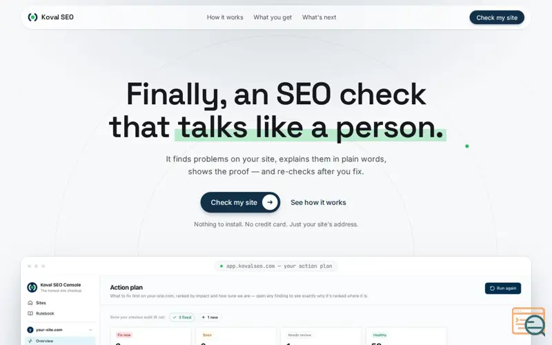 Screenshot of Koval SEO Console
