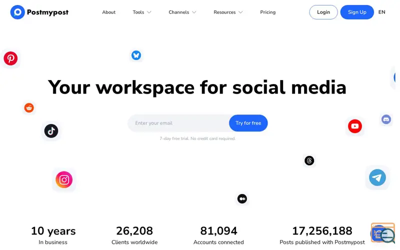 Screenshot of Postmypost, a launch using Evercom