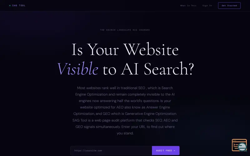 Screenshot of Sagtool.com, a launch using EmailOwl