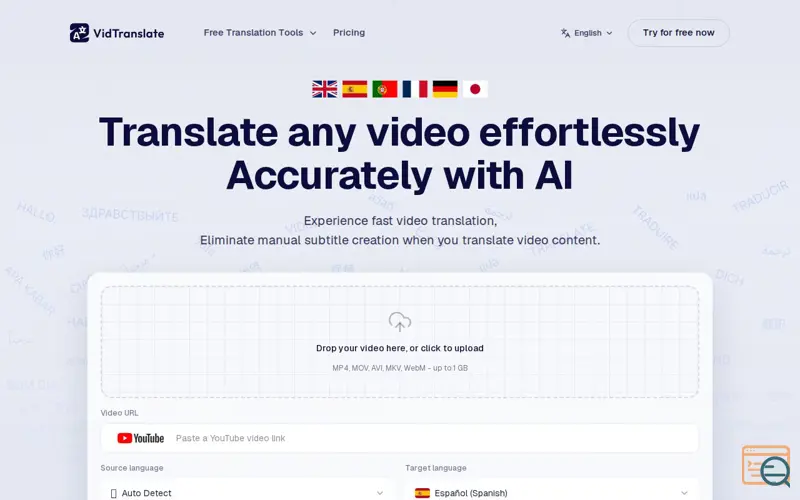 Screenshot of VidTranslate