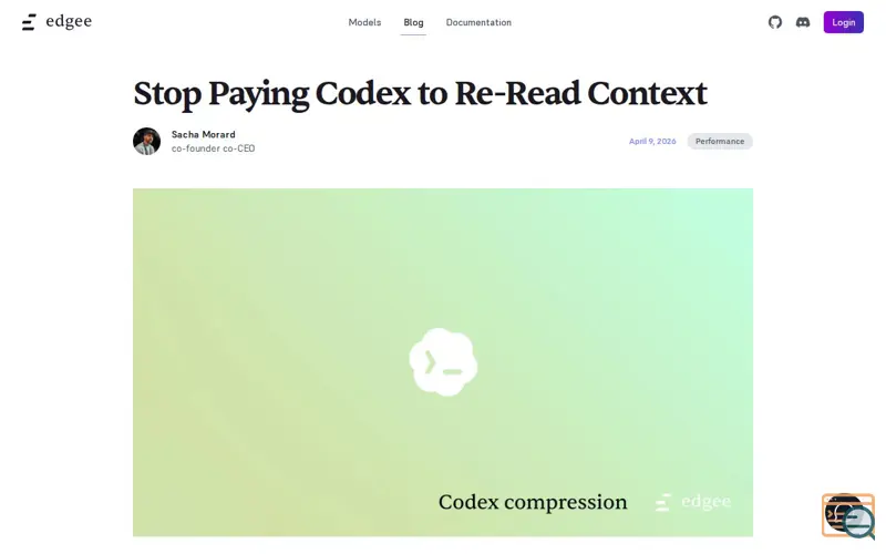 Screenshot of Edgee Codex Compressor, a launch using Edgee