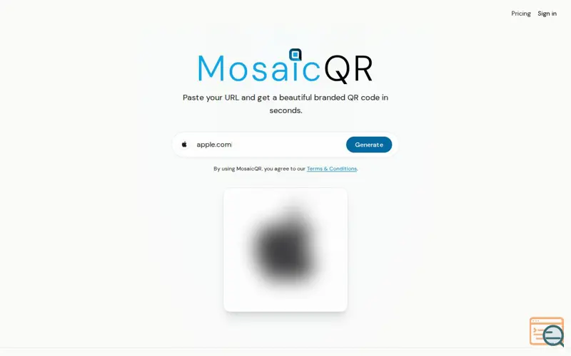 Screenshot of MosaicQR, a launch using DNSimple