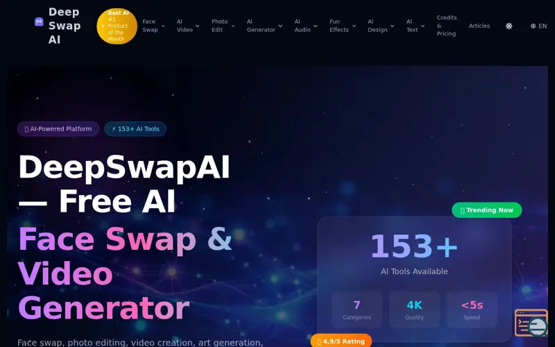 Screenshot of DeepSwapAI