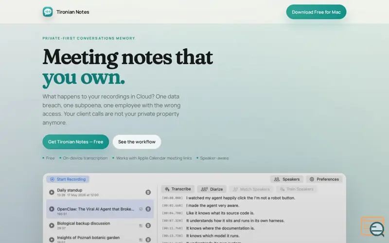 Screenshot of Tironian Notes