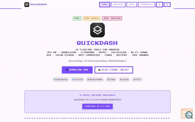 Screenshot of QuickDash