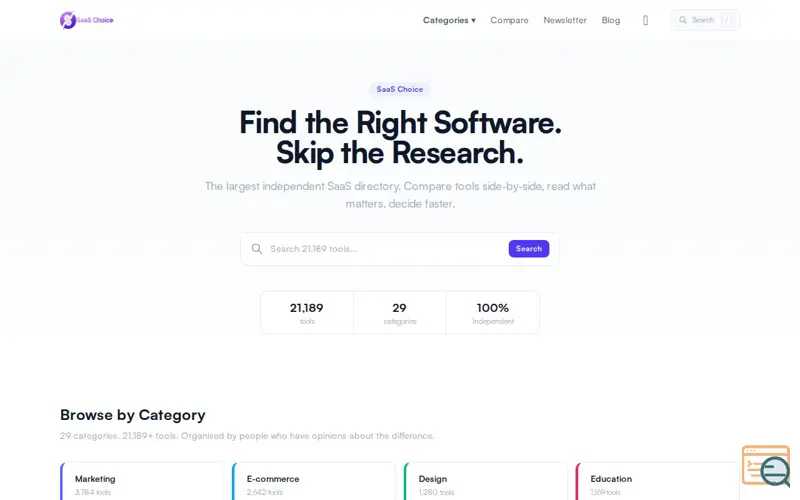 Screenshot of SaaS Choice