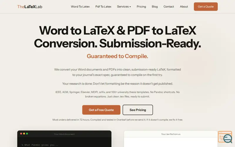 Screenshot of The LaTeX Lab
