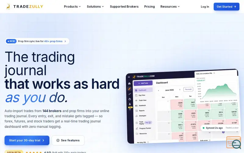 Screenshot of TradeZully