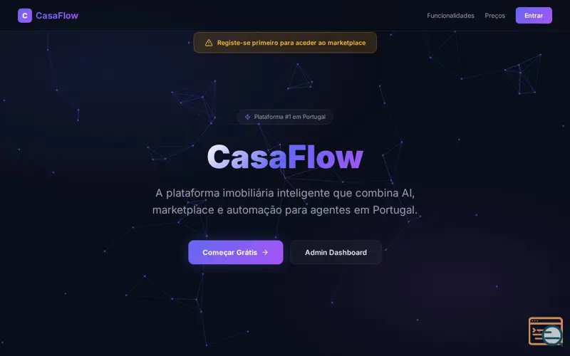 Screenshot of CasaFlow — Imobiliário Inteligente