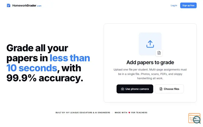 Screenshot of HomeworkGrader.com