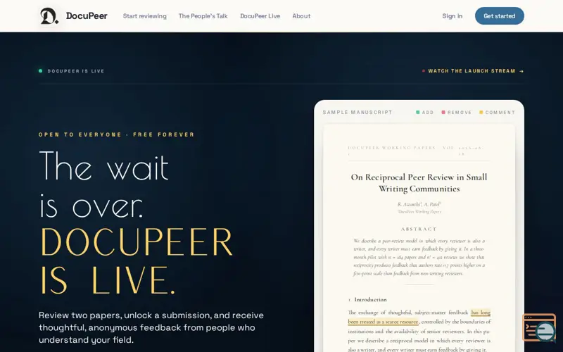 Screenshot of DocuPeer