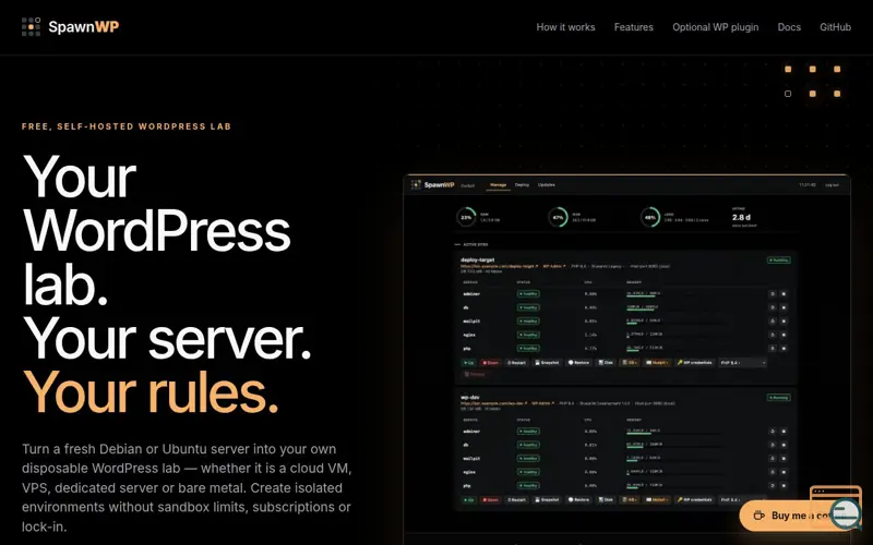 Screenshot of SpawnWP