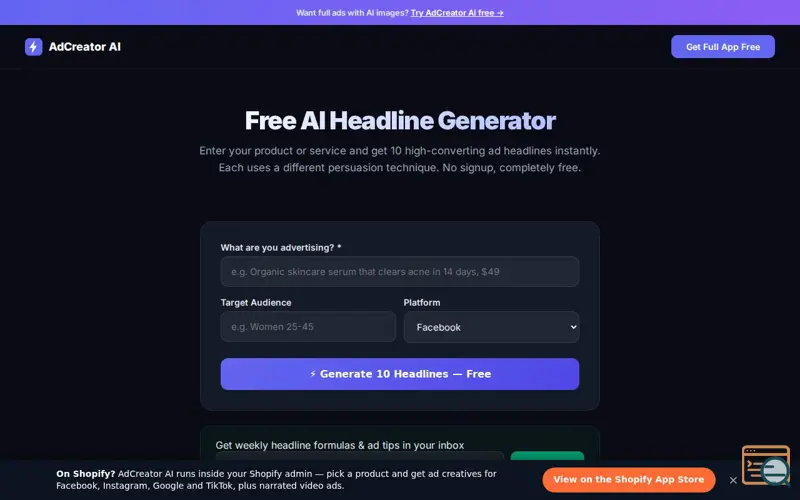 Screenshot of Adcreator-ai