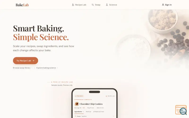 Screenshot of BakeLab