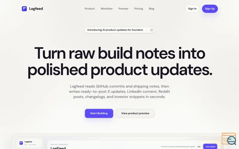 Screenshot of Logfeed