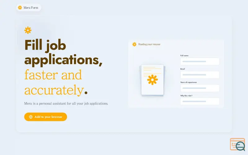 Screenshot of Mera Form: AI Job Application Assistant