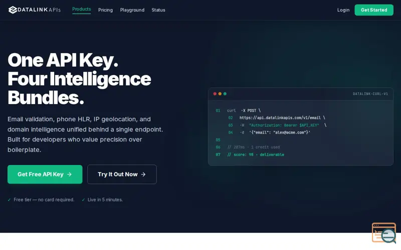 Screenshot of DataLink APIs