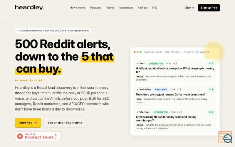 Screenshot of Heardley, a launch using OpenRouter