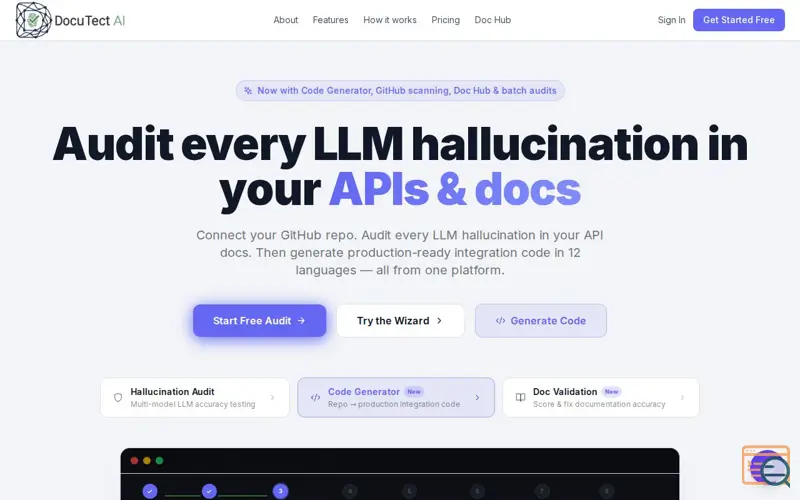 Screenshot of Docutect AI