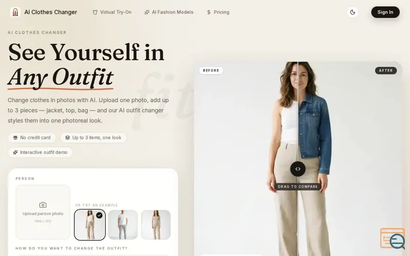 Screenshot of AI Clothes Changer