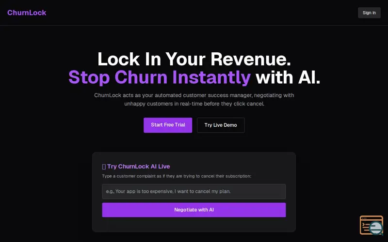 Screenshot of ChurnLock