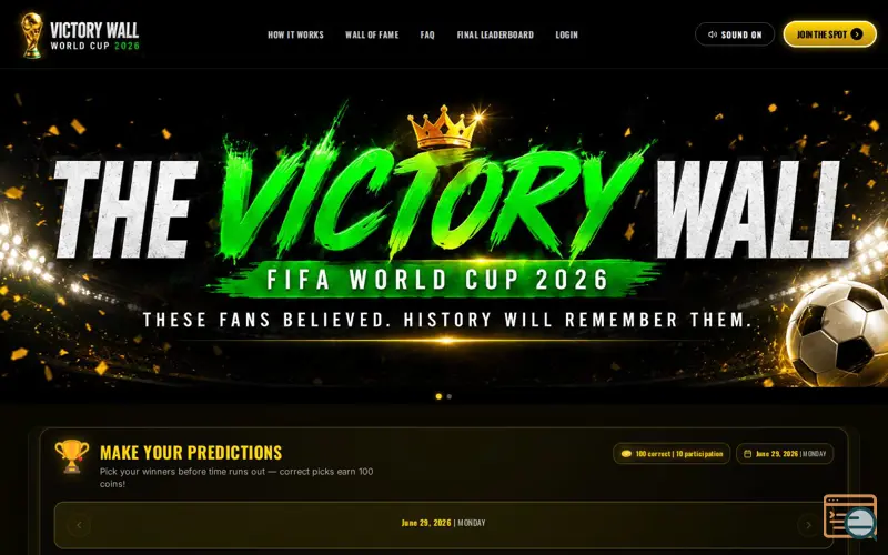 Screenshot of FIFA Victory Wall 
