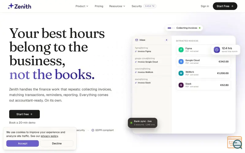 Screenshot of Zenith, a launch using FreeDNS.si