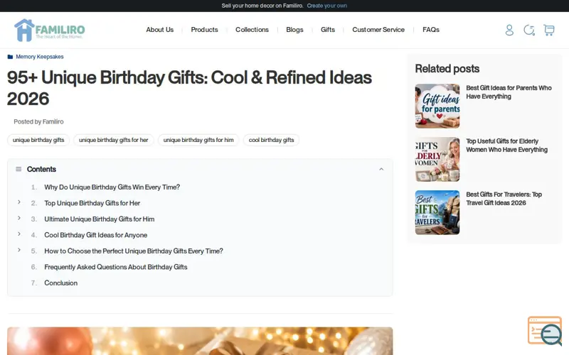 Screenshot of Meaningful Birthday Surprises