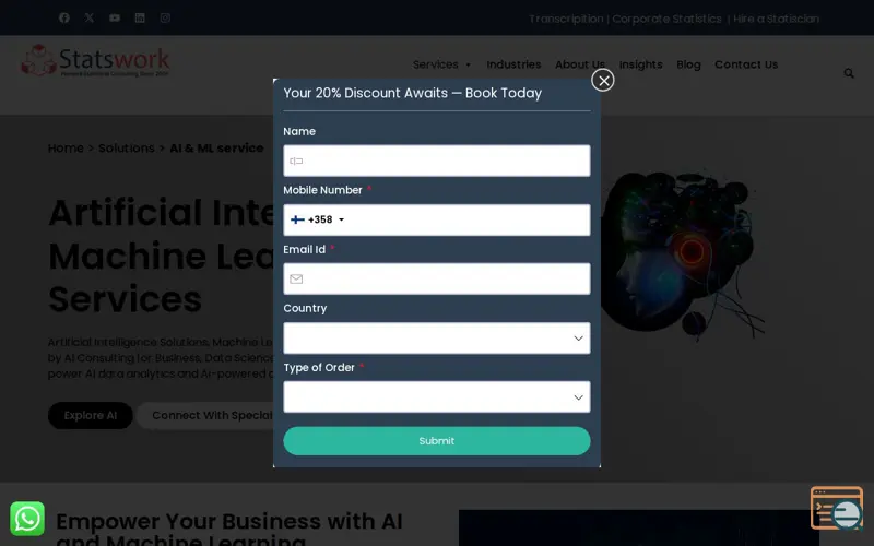 Screenshot of AI and Machine Learning services 