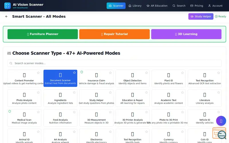 Screenshot of Smart Scanner, a launch using A-Frame