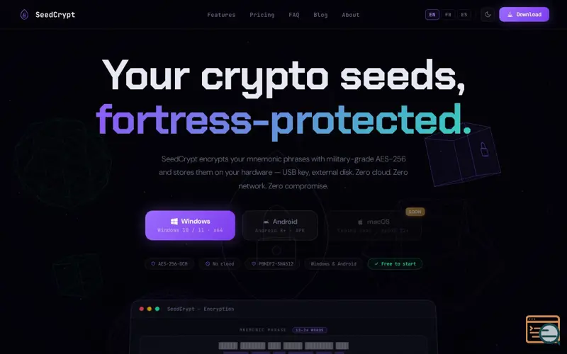 Screenshot of SeedCrypt