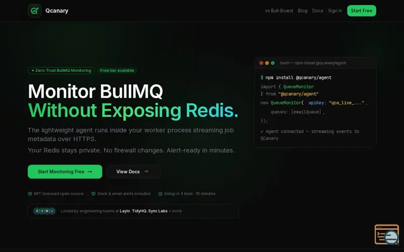 Screenshot of Monitor BullMQ Without Exposing Redis — Qcanary