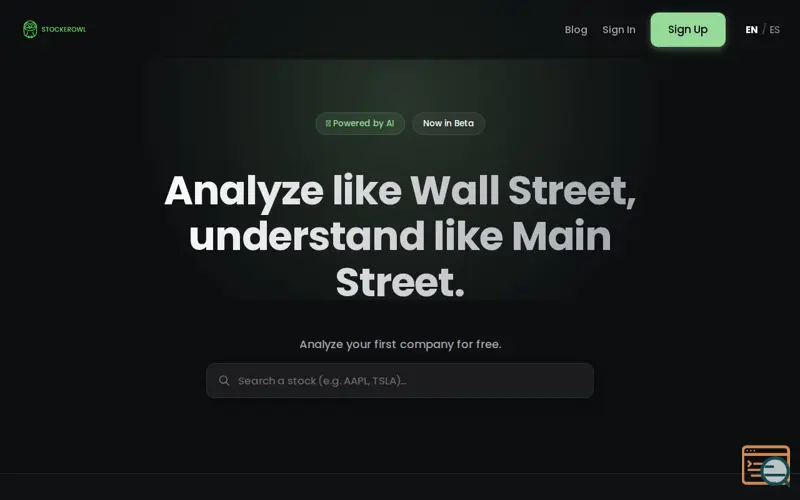 Screenshot of Stockerowl, a launch using Smartlook