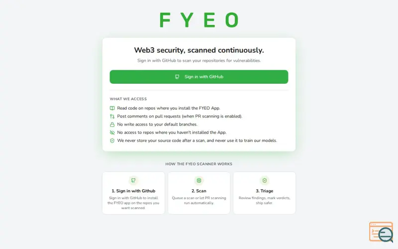 Screenshot of FYEO Security Scanner