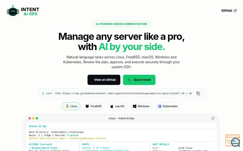 Screenshot of Intent AI Ops