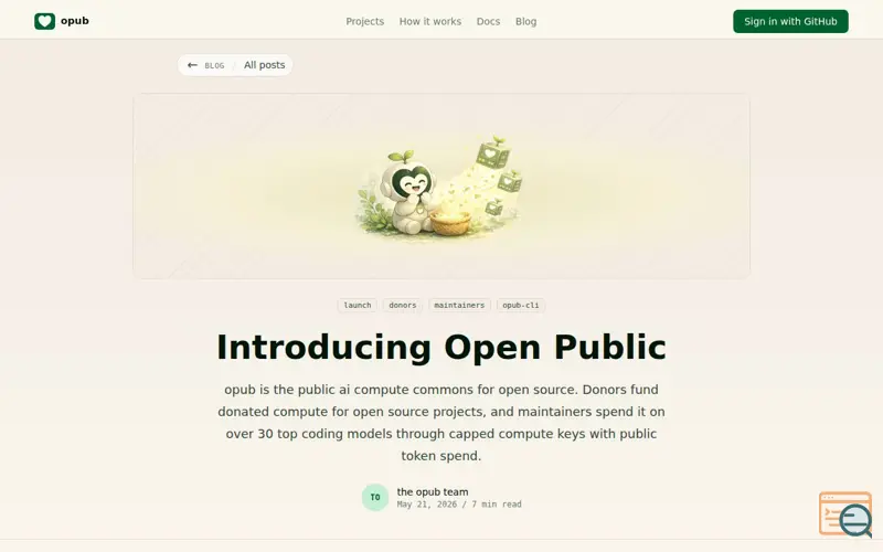 Screenshot of Opub, a launch using Hover