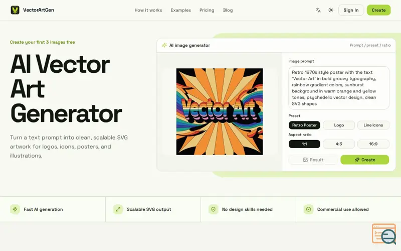 Screenshot of VectorArtGen