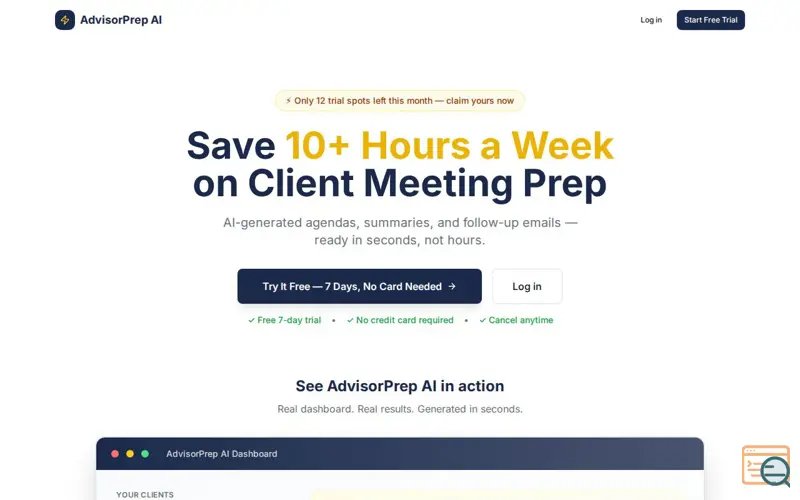 Screenshot of AdvisorPrep AI