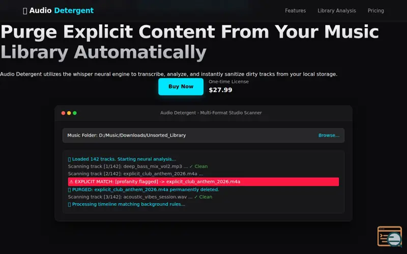 Screenshot of Audio Detergent