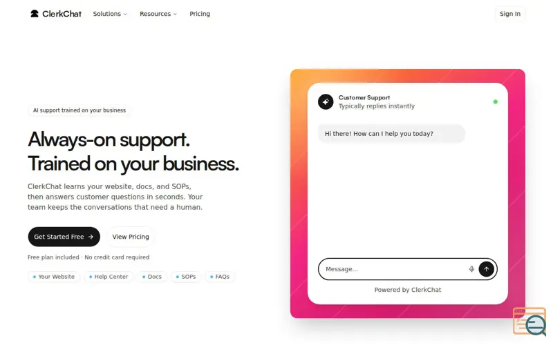 Screenshot of ClerkChat - Build AI Customer Experience that your Customers will Love