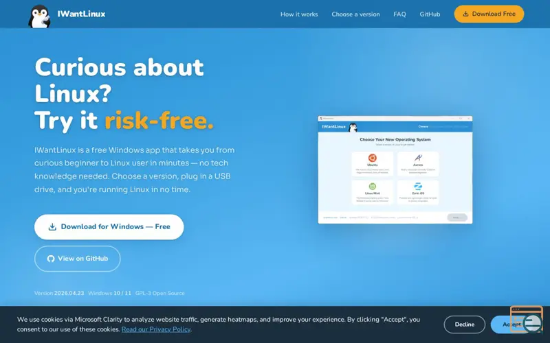Screenshot of IWantLinux