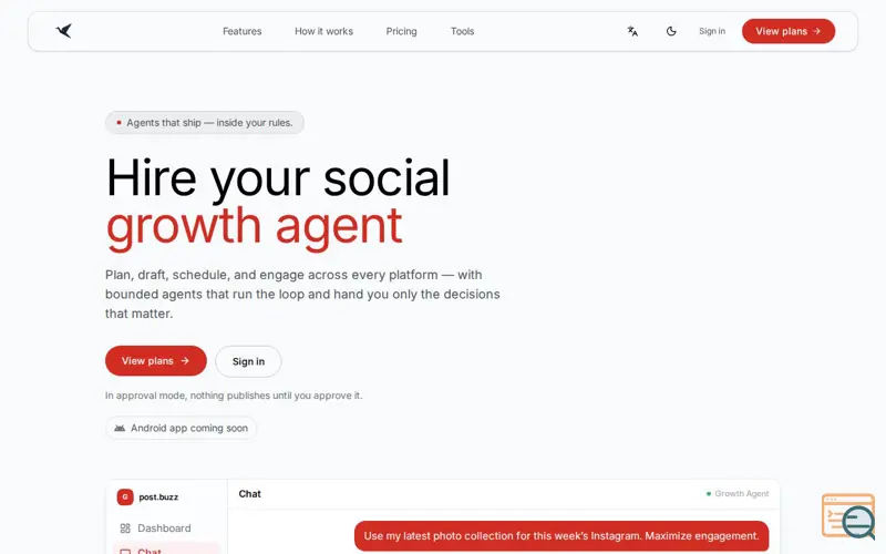 Screenshot of Post.buzz, a launch using MakeItLast